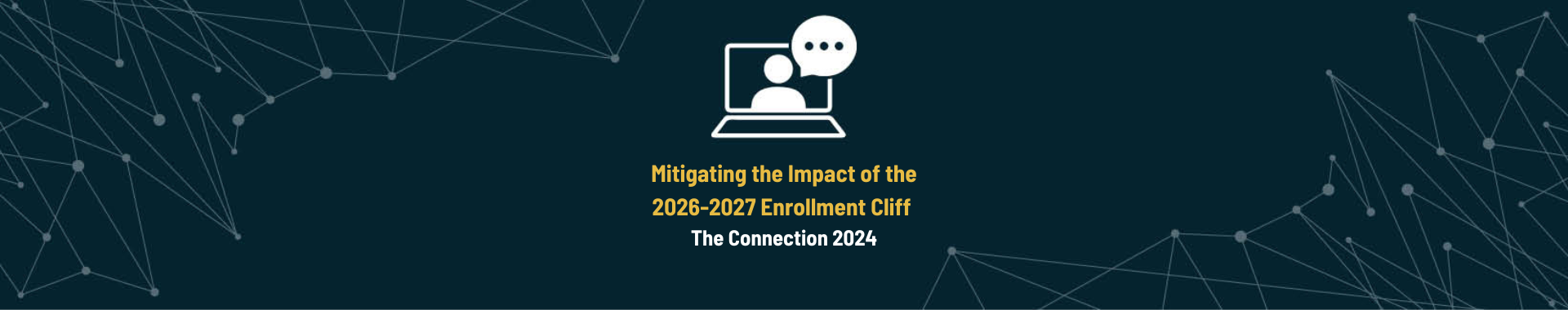 Image illustrating the 'Connection 2024: CLARUS' event, featuring bold branding and visuals highlighting innovative strategies for community college marketing and enrollment.