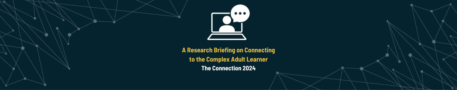 Image illustrating the 'Connection 2024: UPCEA' event, featuring bold branding and visuals highlighting insights into professional, continuing, and online education.